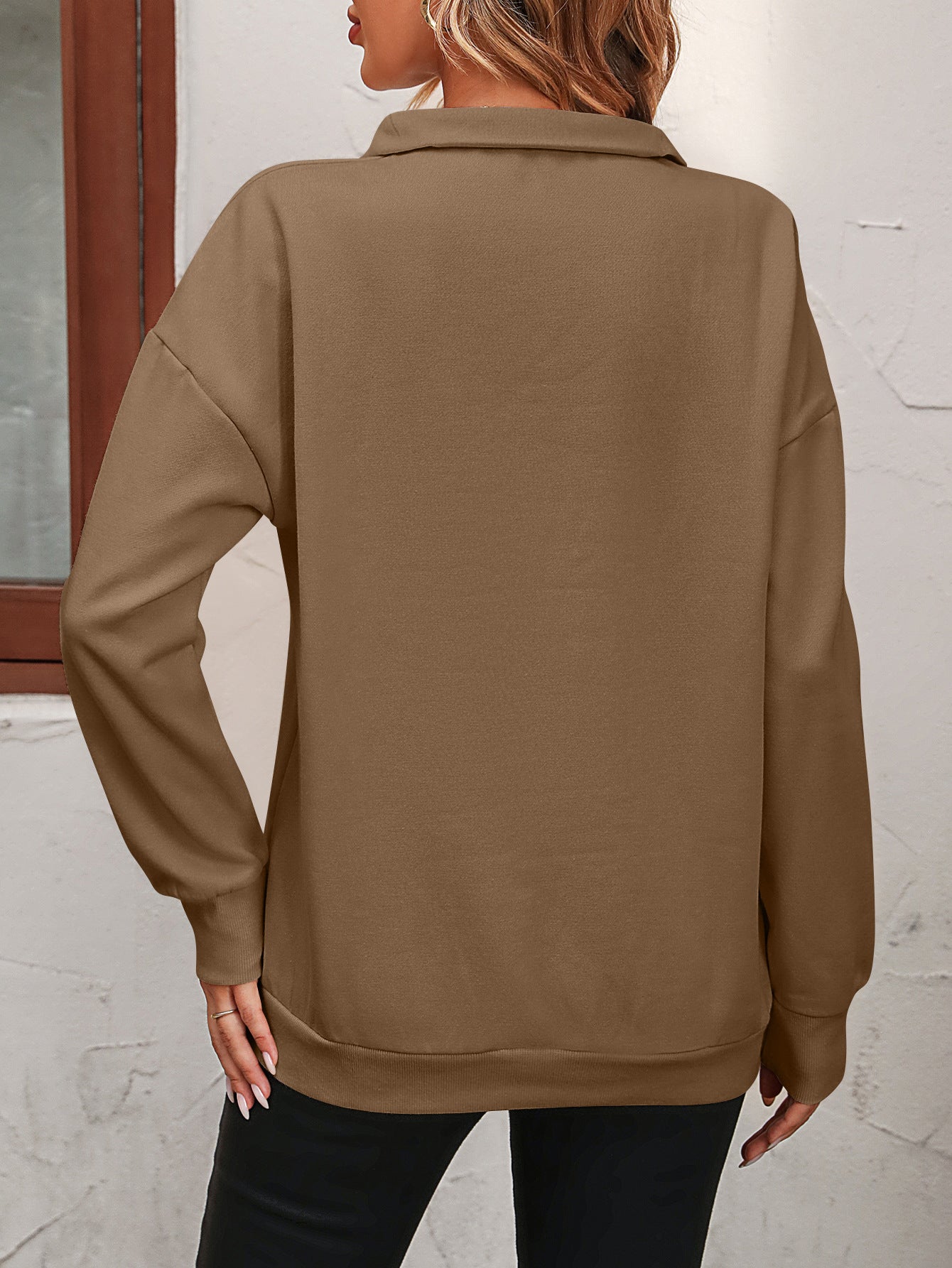 Zip-Up Dropped Shoulder Sweatshirt Zip-Up Dropped Shoulder Sweatshirt